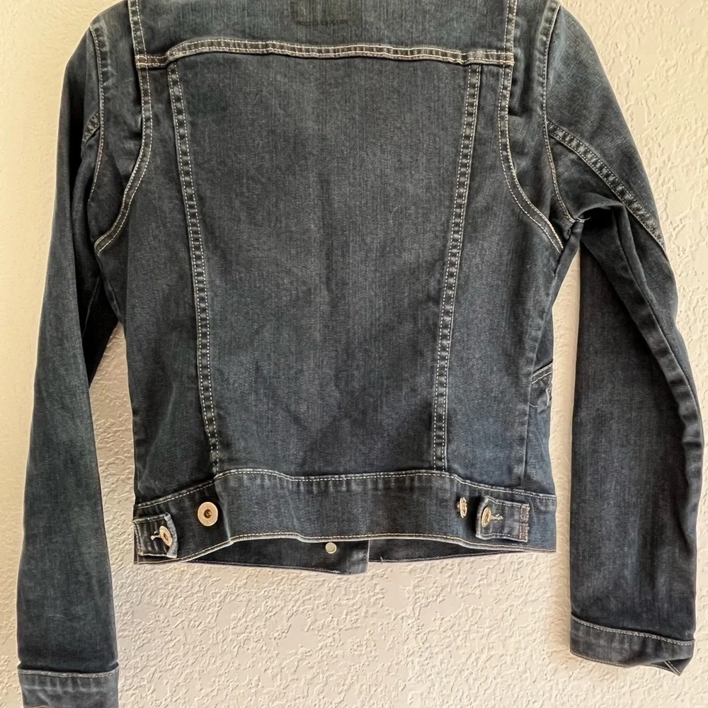 Levi's Ex Boyfriend Trucker Cowgirl Jean jacket denim dark blue Womens Small - Picture 3 of 11